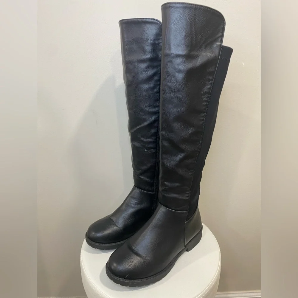 Wanted womens Black faux Leather Knee-High Boots